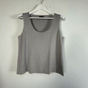 Lafayette 148 New York Womens Sleeveless Scoop Neck Tank Top Large Gray Casual